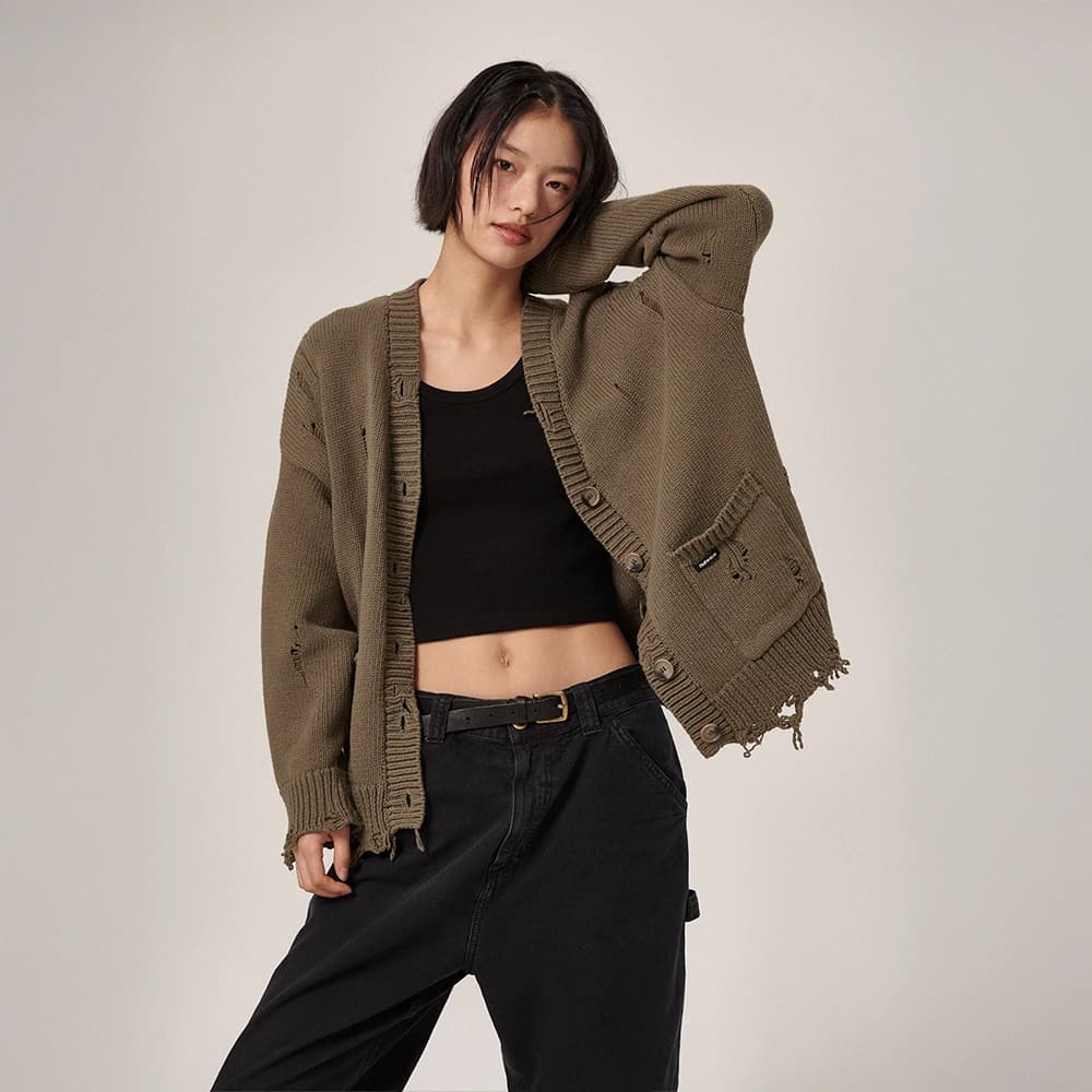 Xaos Vintage Cotton Cardigan Khaki