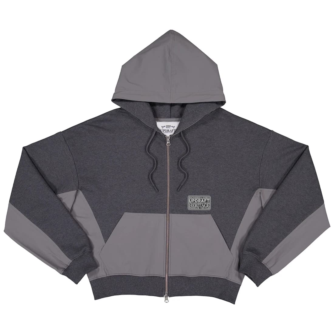 [UPDRAFT] NYLON MIXED COTTON ZIP-UP GRAY