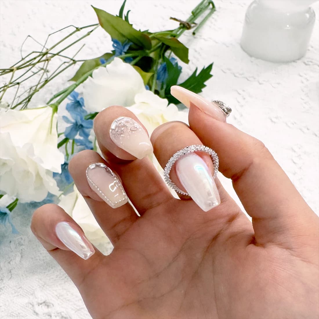 [Silver925] Glitter Chain Flowring