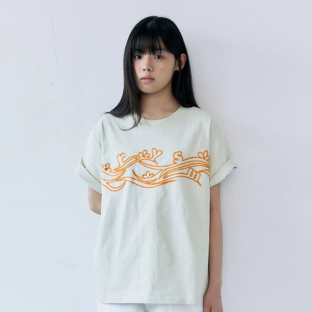 Wave embroidery t-shirt - Mint