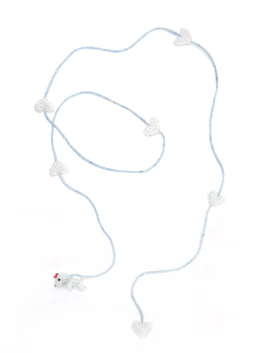 Puppy Walk with Love Necklace (White)