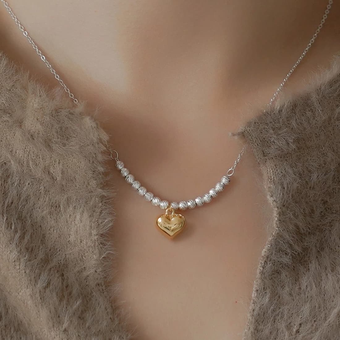 [Silver925] Angers two-tone heart necklace