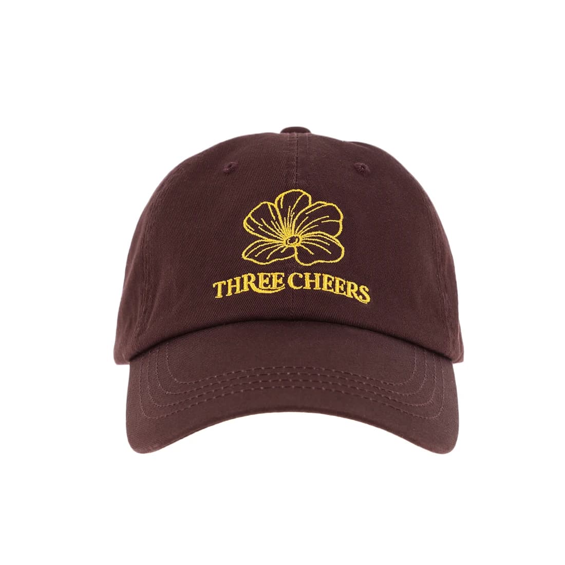 THREECHEERS FLOWER LOGO BALLCAP BROWN