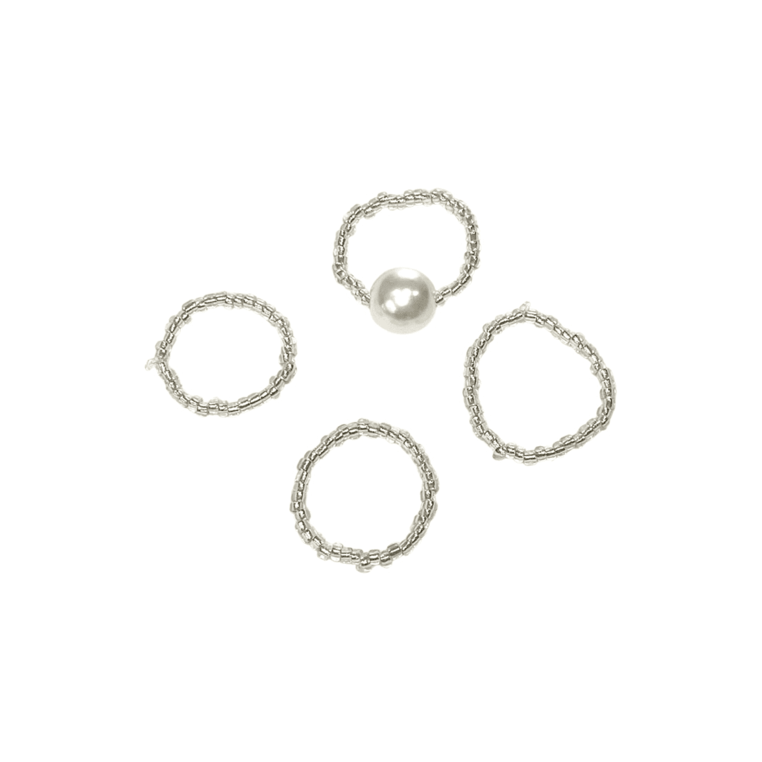 Layered Pearl Beads Ring Set (4pcs)