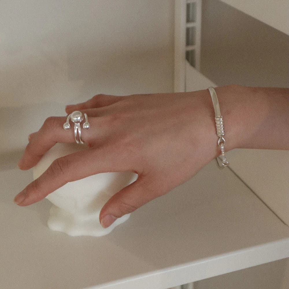 Layered Ball Open Ring