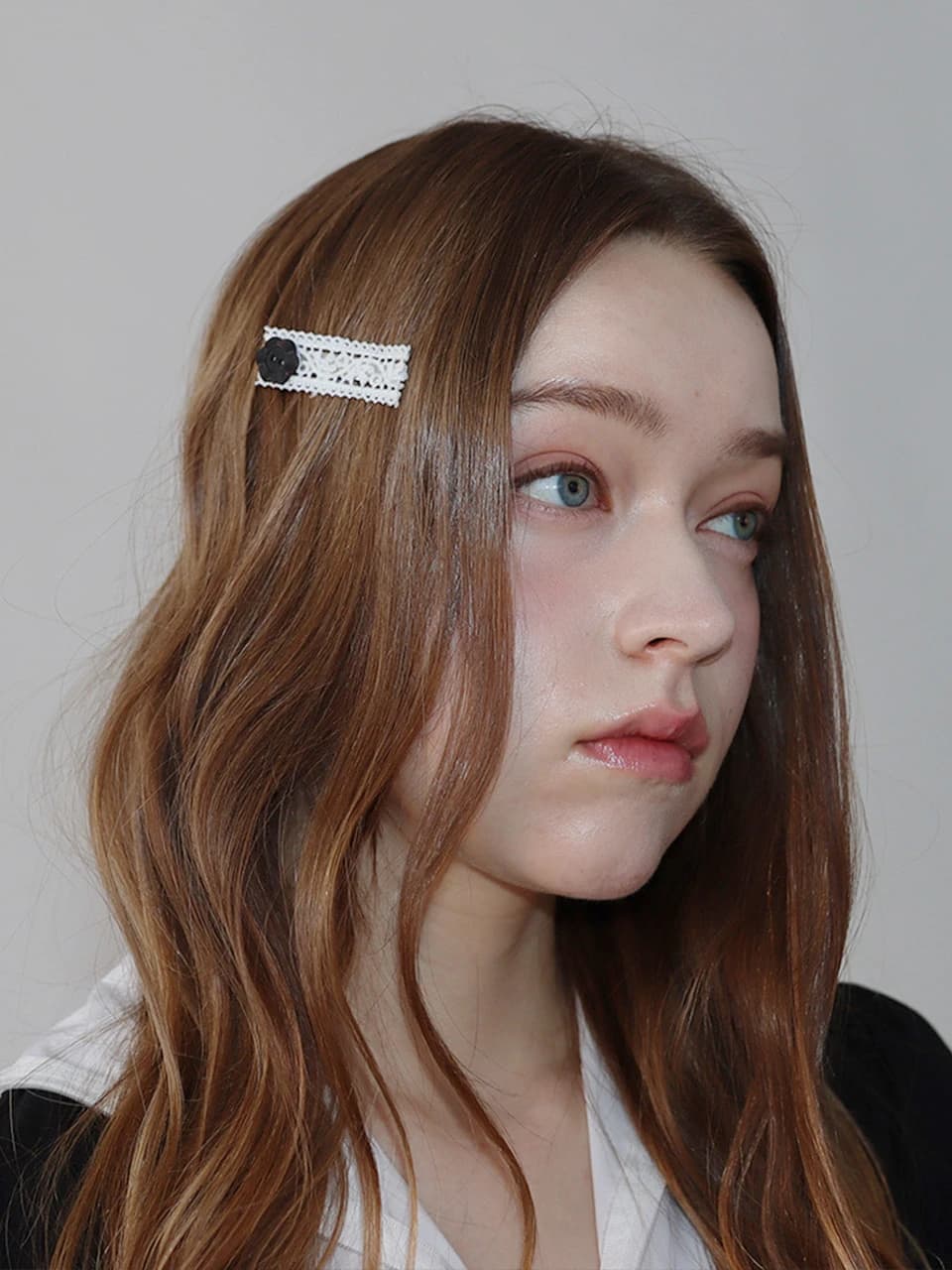 Button Lace Hair Pin (black)