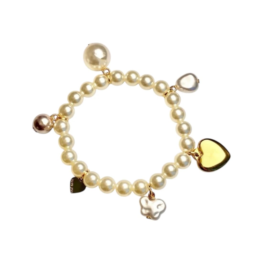 Ivory Pearl Heart Charm Bracelet