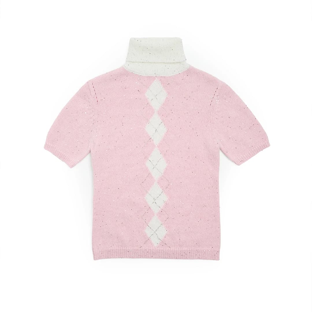 Agyle Short Sleeve Turtleneck Knit (Baby Pink)