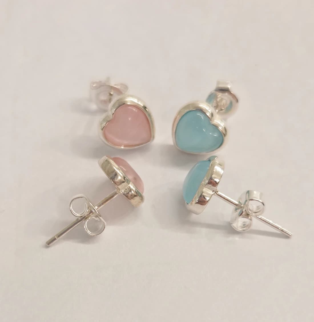 [Silver925] Silky pastel heart earrings