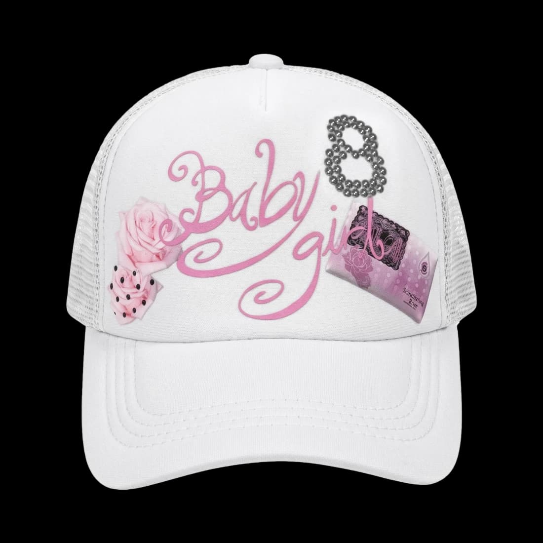 baby girl 8 cap white