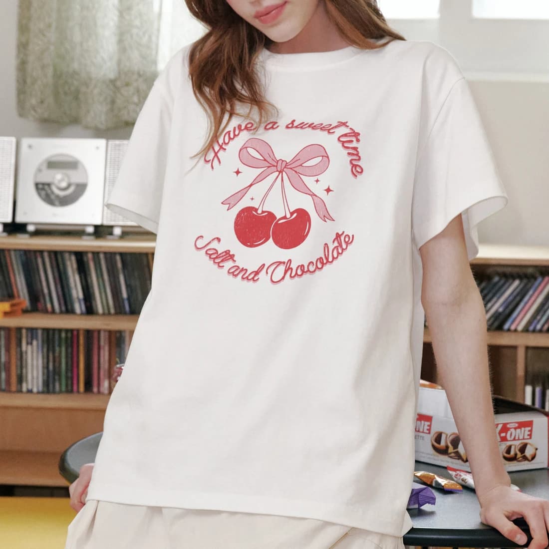 [HAST] スウィートチェリーTシャツ - Ivory