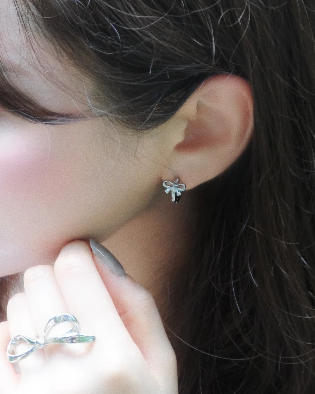 Soft ribbon ring earring