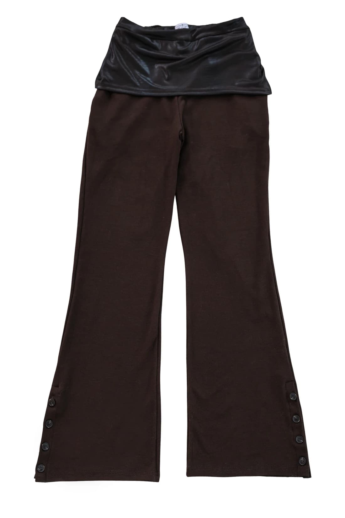 [ID] Layered Leather Bootcut Pants (Brown)