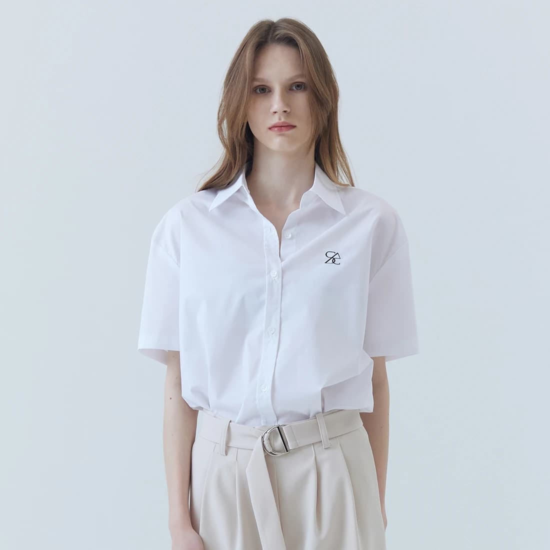SAC ロゴ オーバーフィット リンクルフリー 半袖シャツ - White