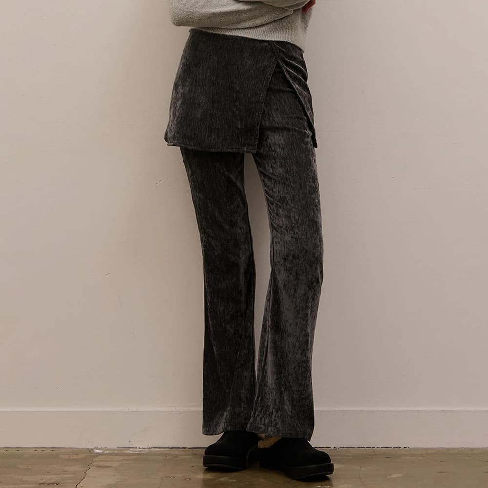 VELVET BOOTS CUT TRAINING PANTS CHARCOAL