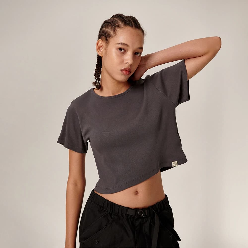Samar Crop T-Shirt Charcoal