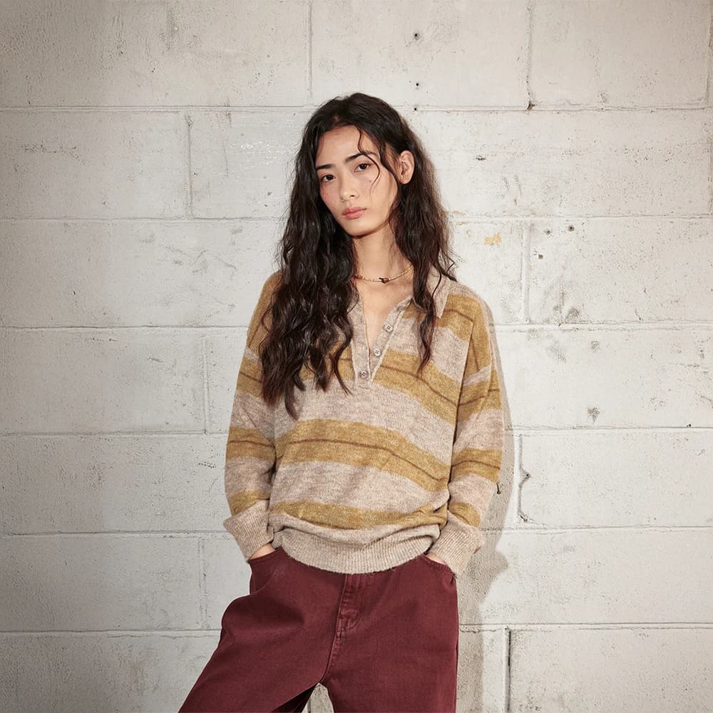 Briza Stripe Knit Pique Beige/Khaki