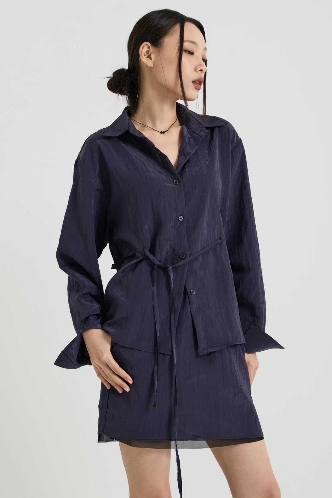 シアー ストリング シャツ - Charcoal