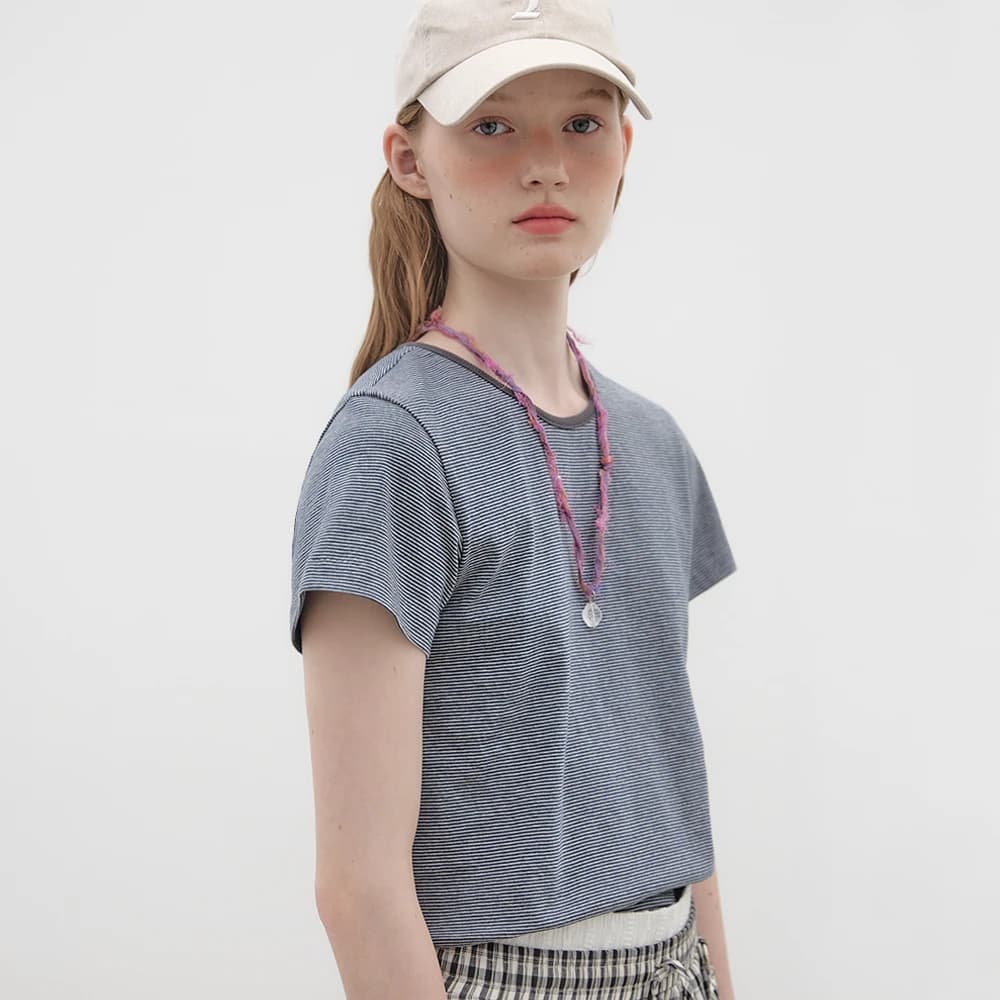 Two-tone Striped T-shirt - Navy