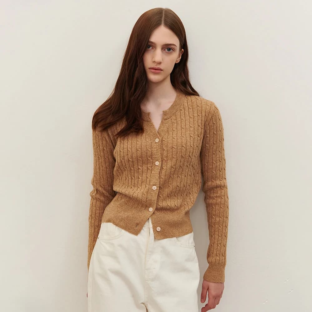 CABLE SLIT KNIT BEIGE