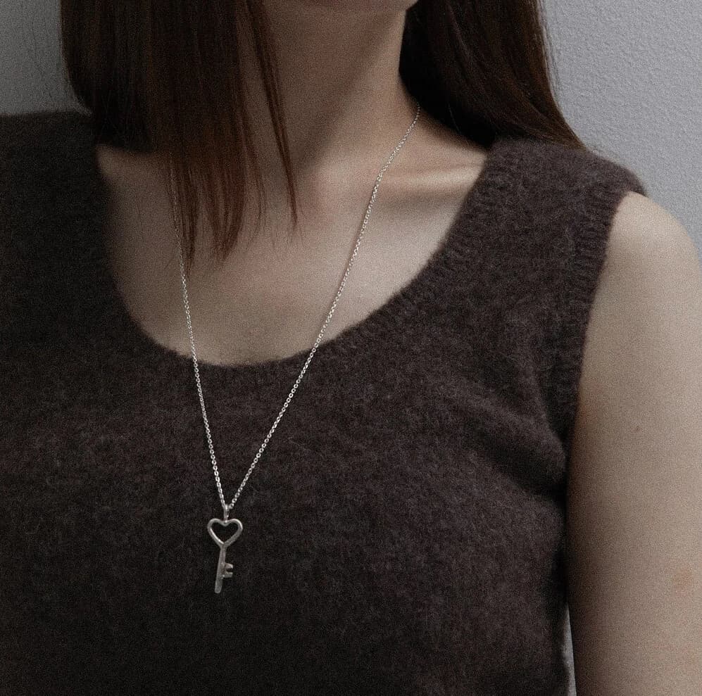 open heart key necklace 