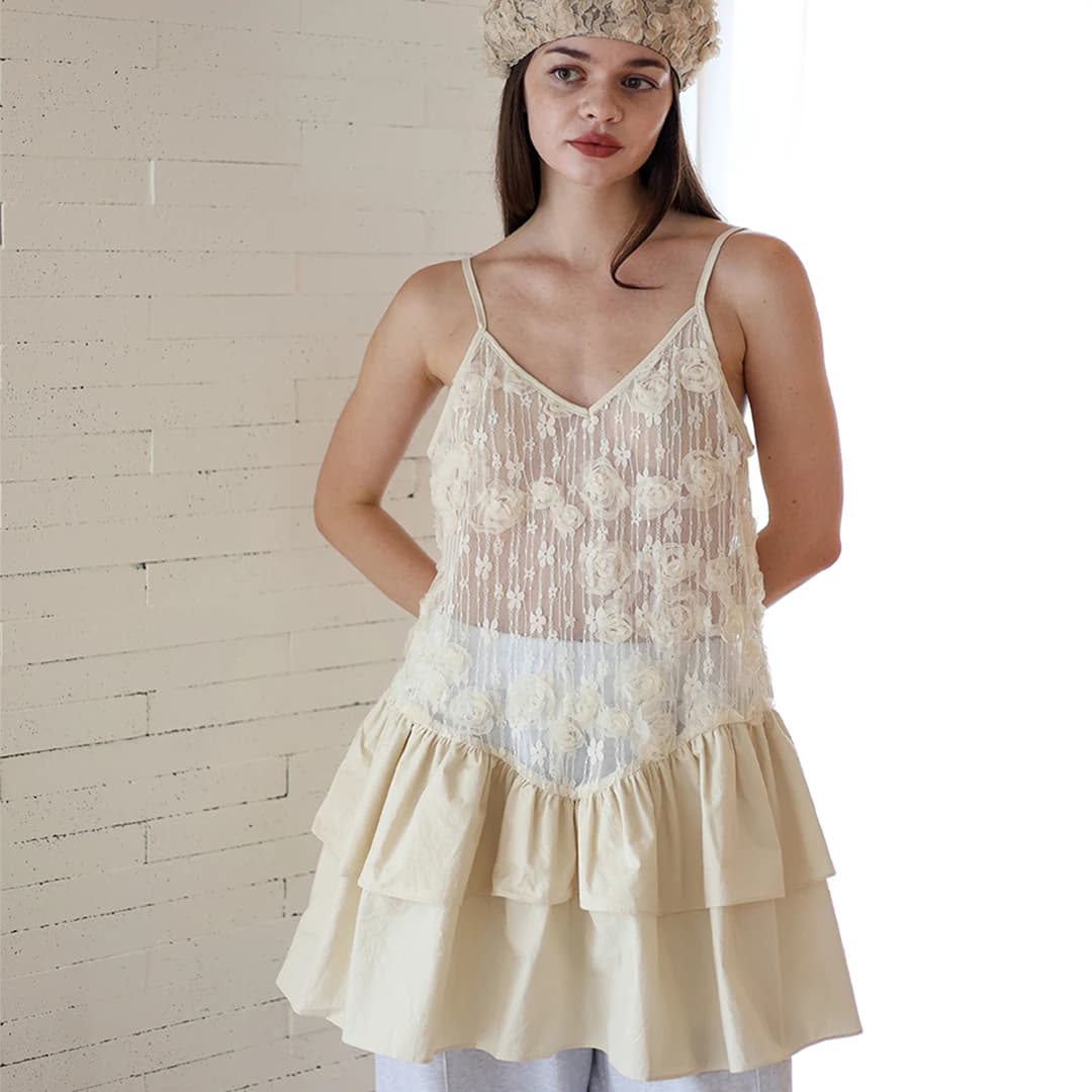 Rose Lace Dress_cream