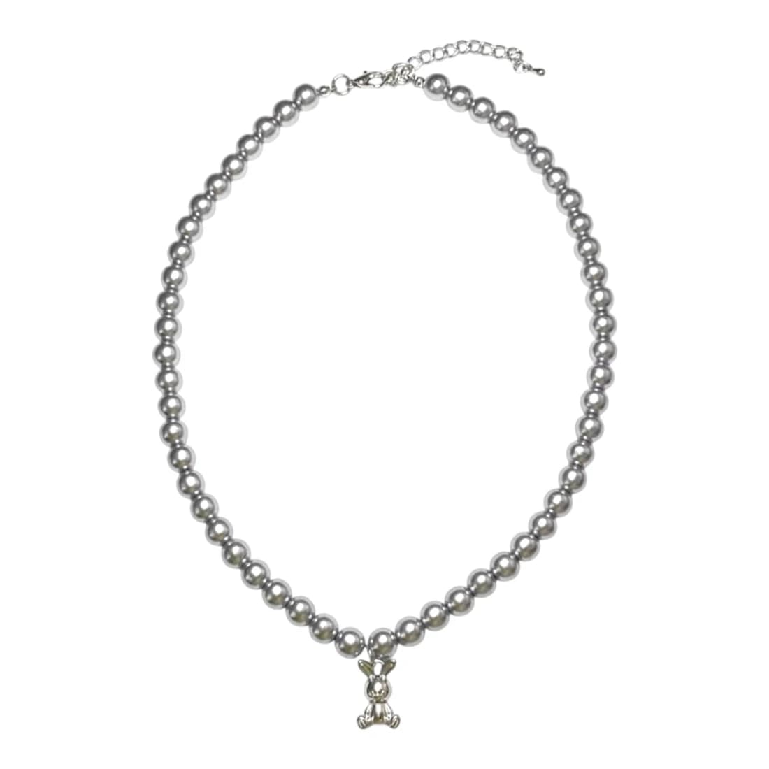 Silver Pearl Bunny Necklace