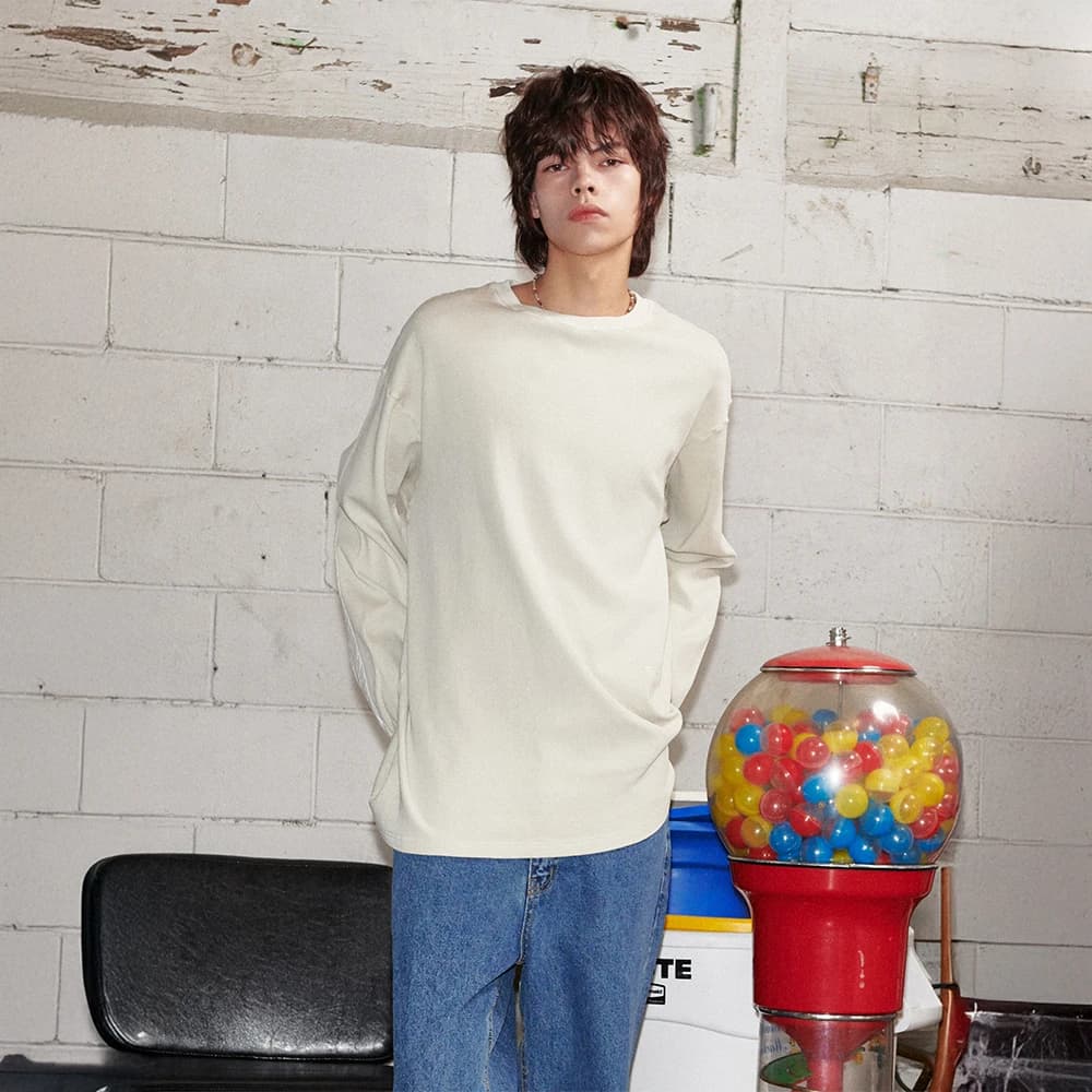 Tyde Waffle Pigment Longsleeve T-Shirt Beige