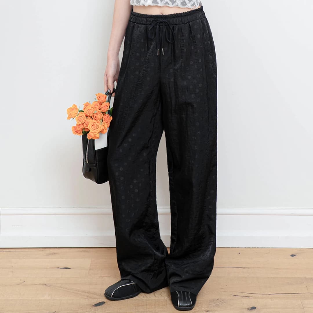 DOT BANDING WIDE PANTS BLACK