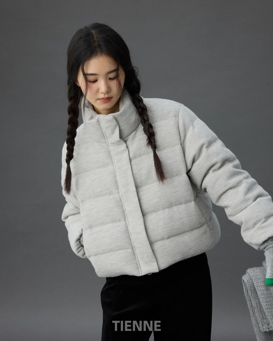 Cloud corduroy Duck Down Jumper - Light Gray