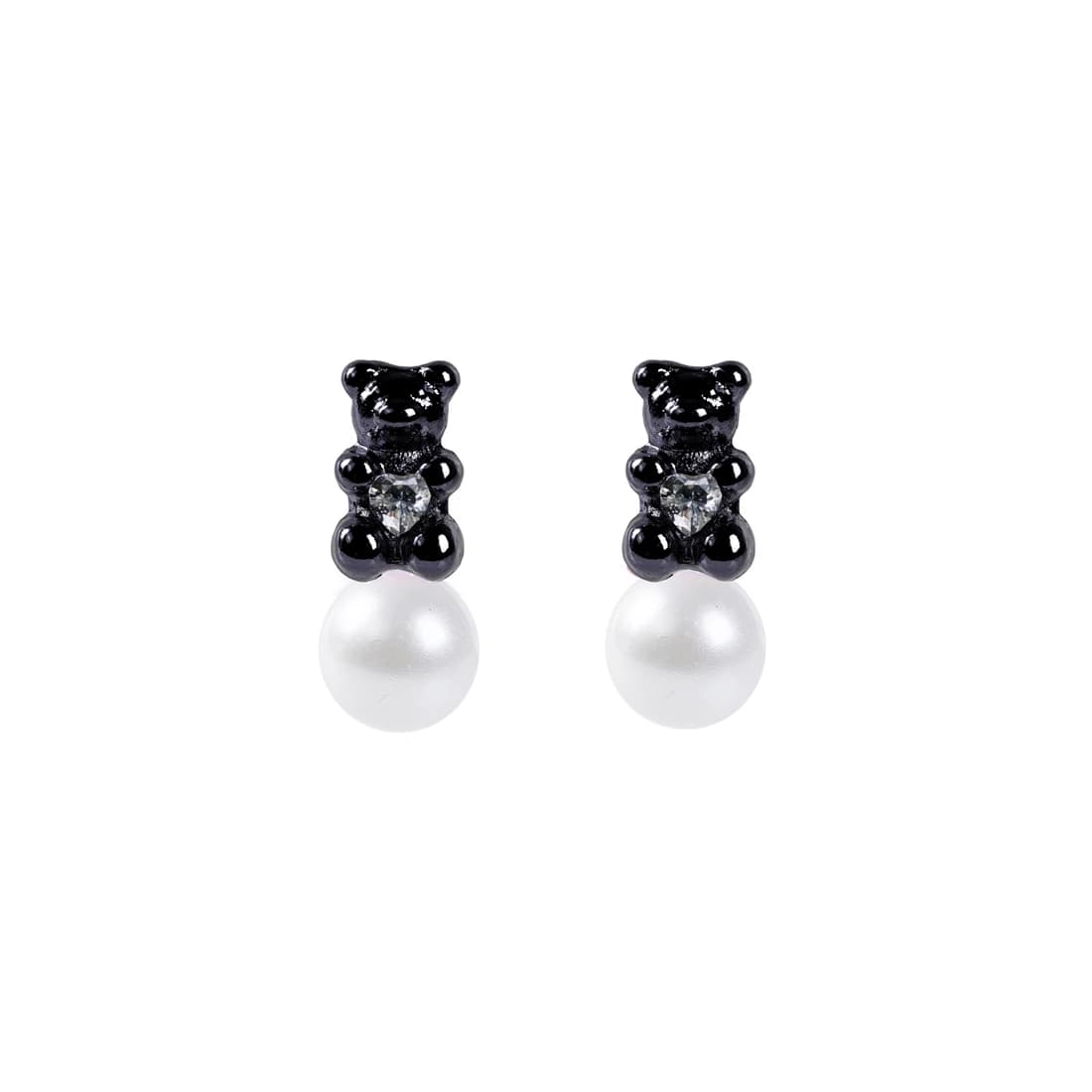 Petit Bear Pearl Earrings_Black