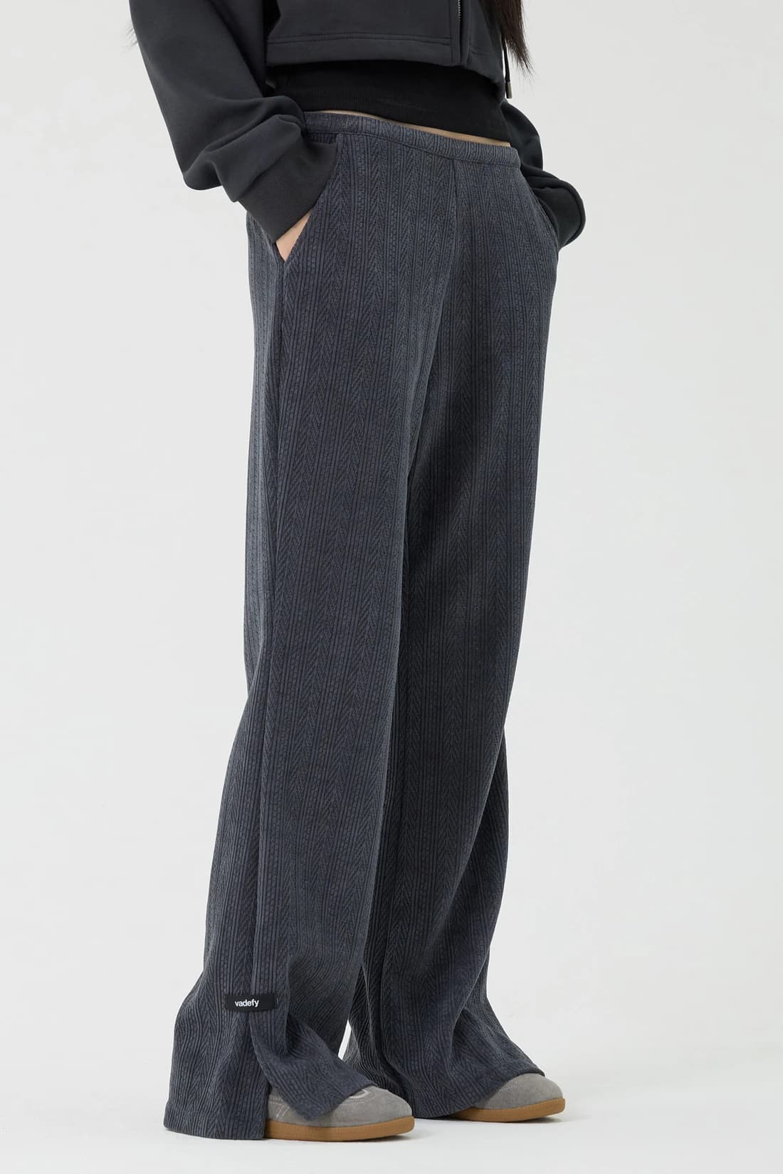 ニット センターシーム ブーツカットパンツ - Charcoal