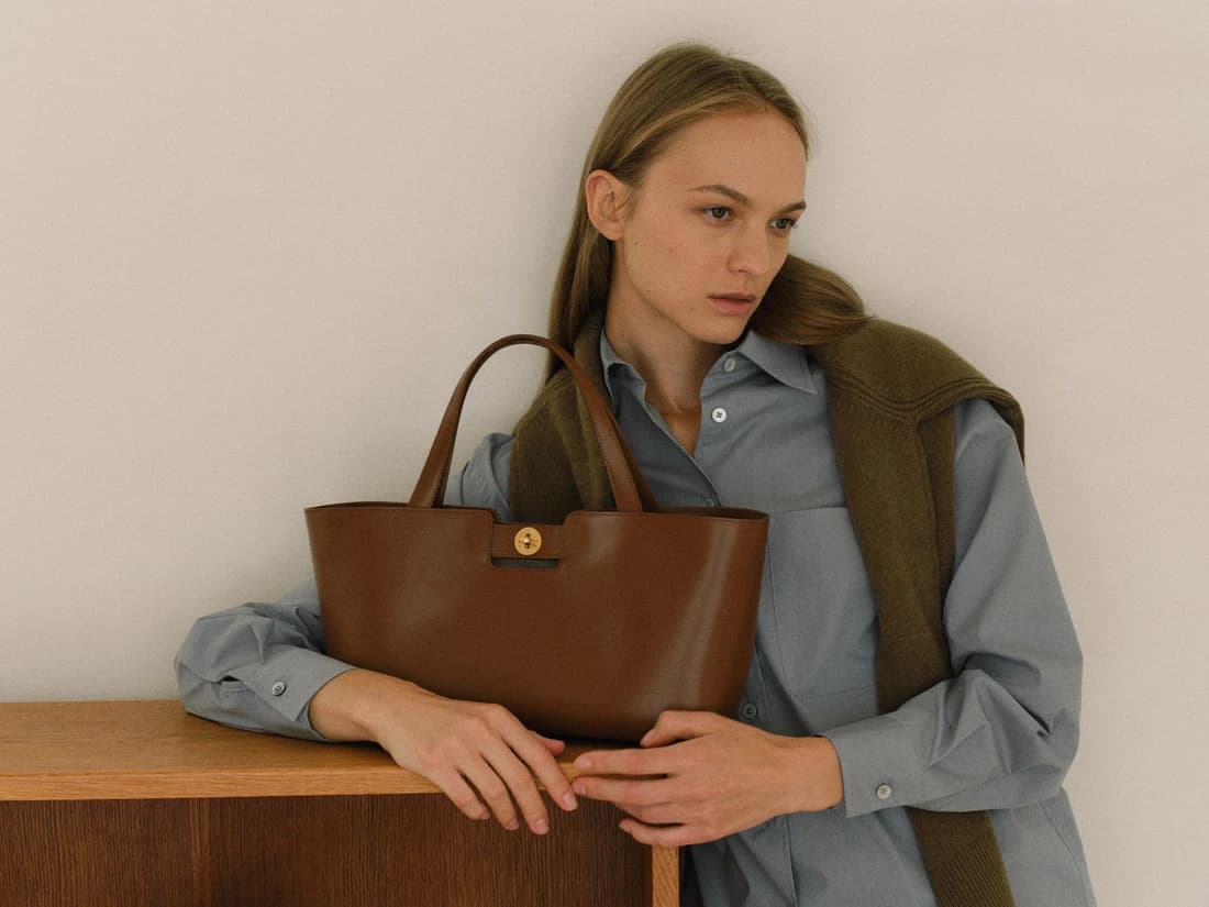 Time tote bag Tan brown