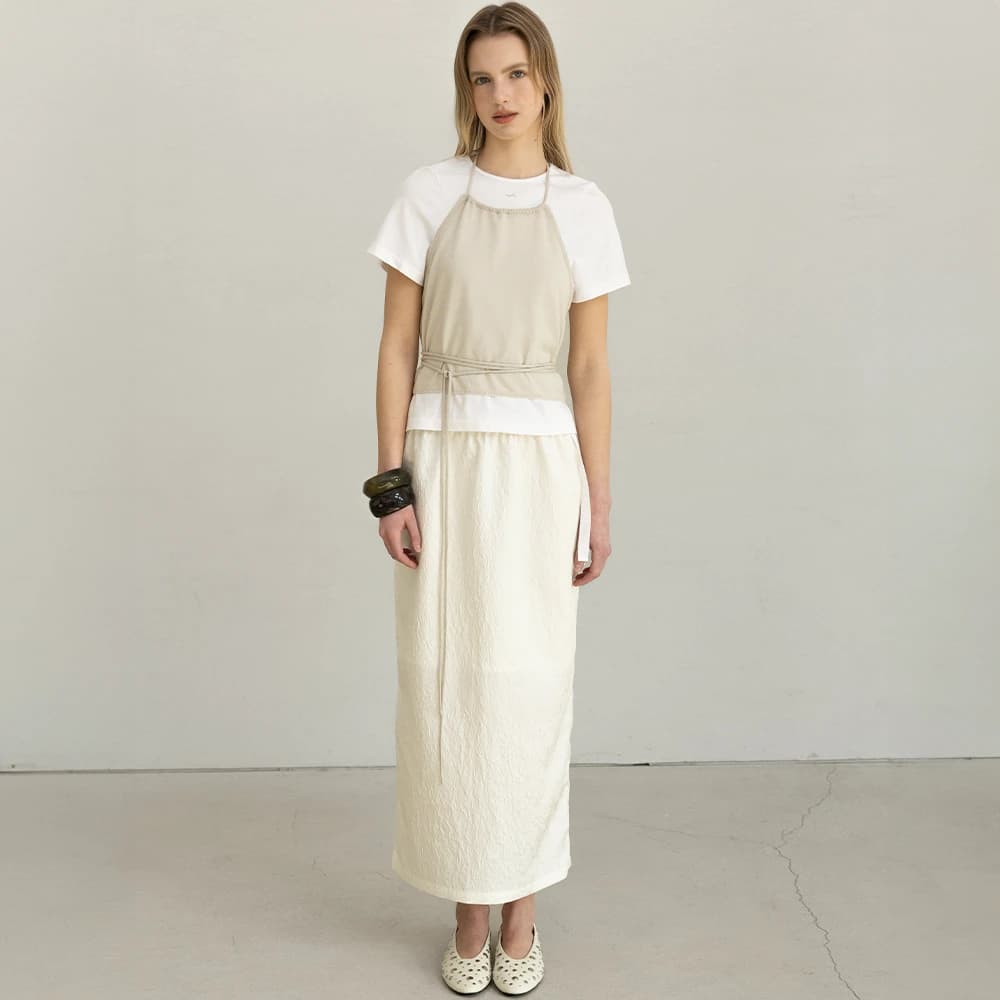 Rose Jacquard Long Skirt - Ivory