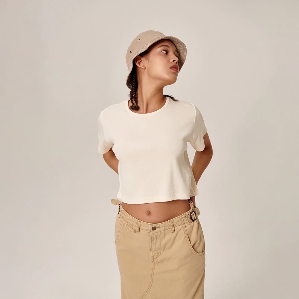 Samar Crop T-Shirt Beige