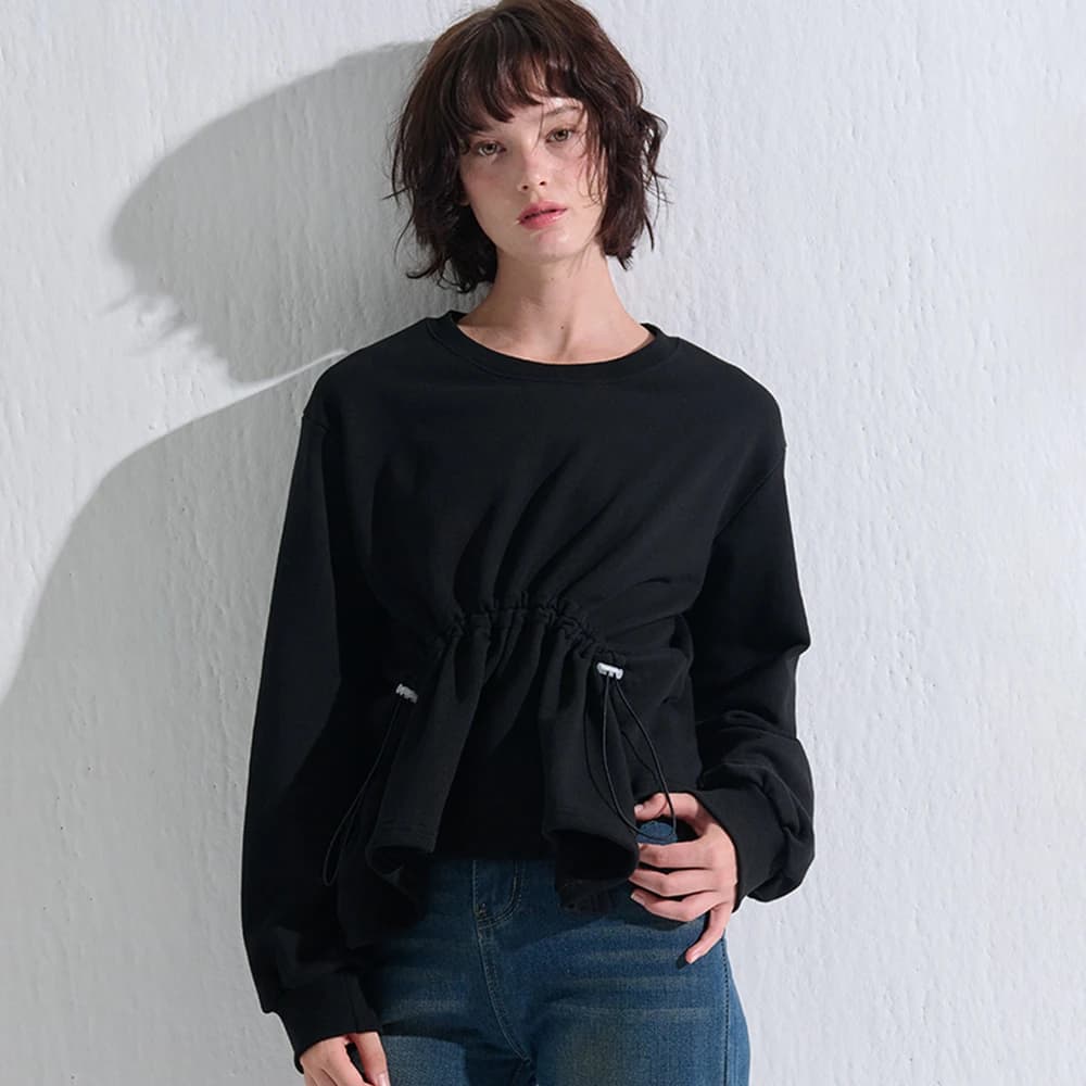 SHIRRING SWEATSHIRT BLACK