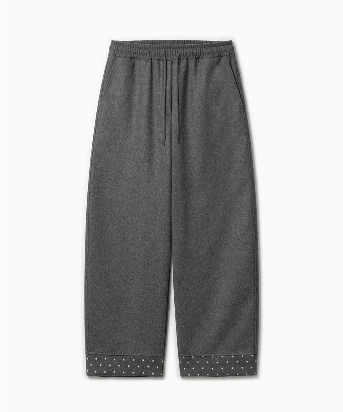 DOT POINT WIDE WOOL BANDING PANTS CHARCOAL