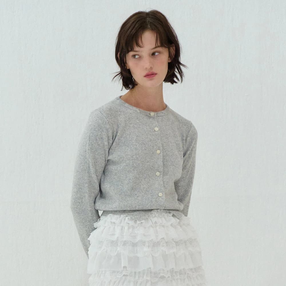 ROUND BASIC CARDIGAN GRAY