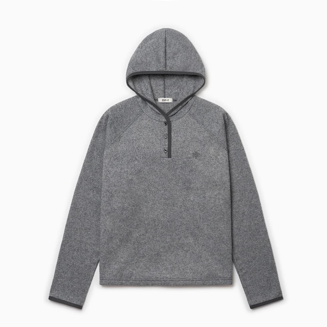 COLOR LINE KNIT LONG SLEEVE HOOD GRAY