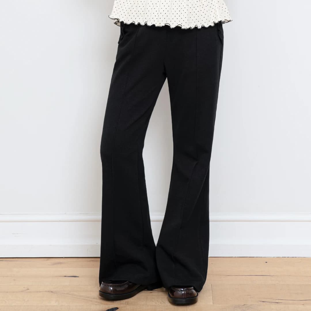 FRILL BOOTCUT BANDING PANTS BLACK