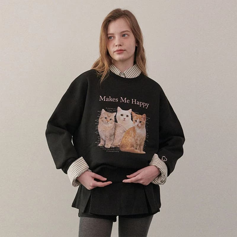 Cat Friends Sweatshirt - Black