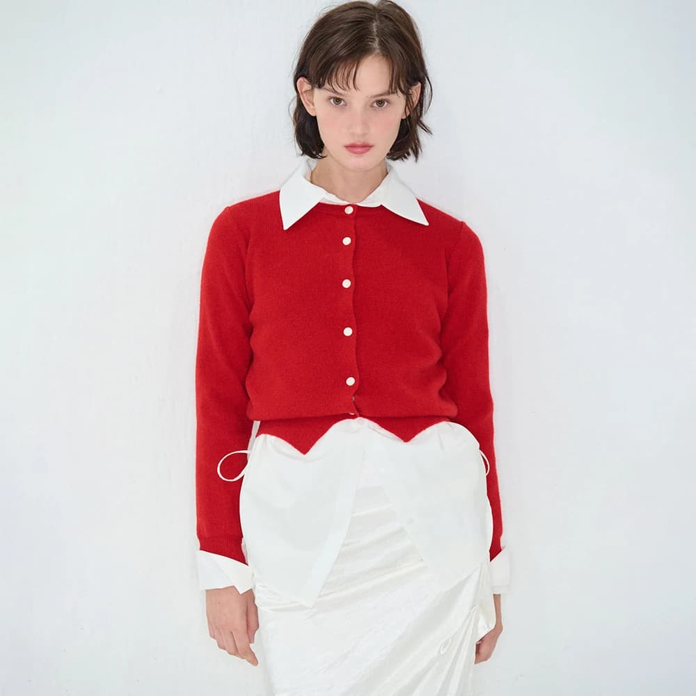 ROUND BASIC CARDIGAN RED